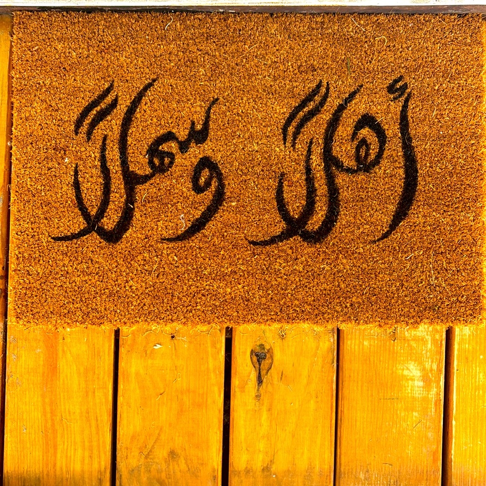 New never used. Small hand painted door mat